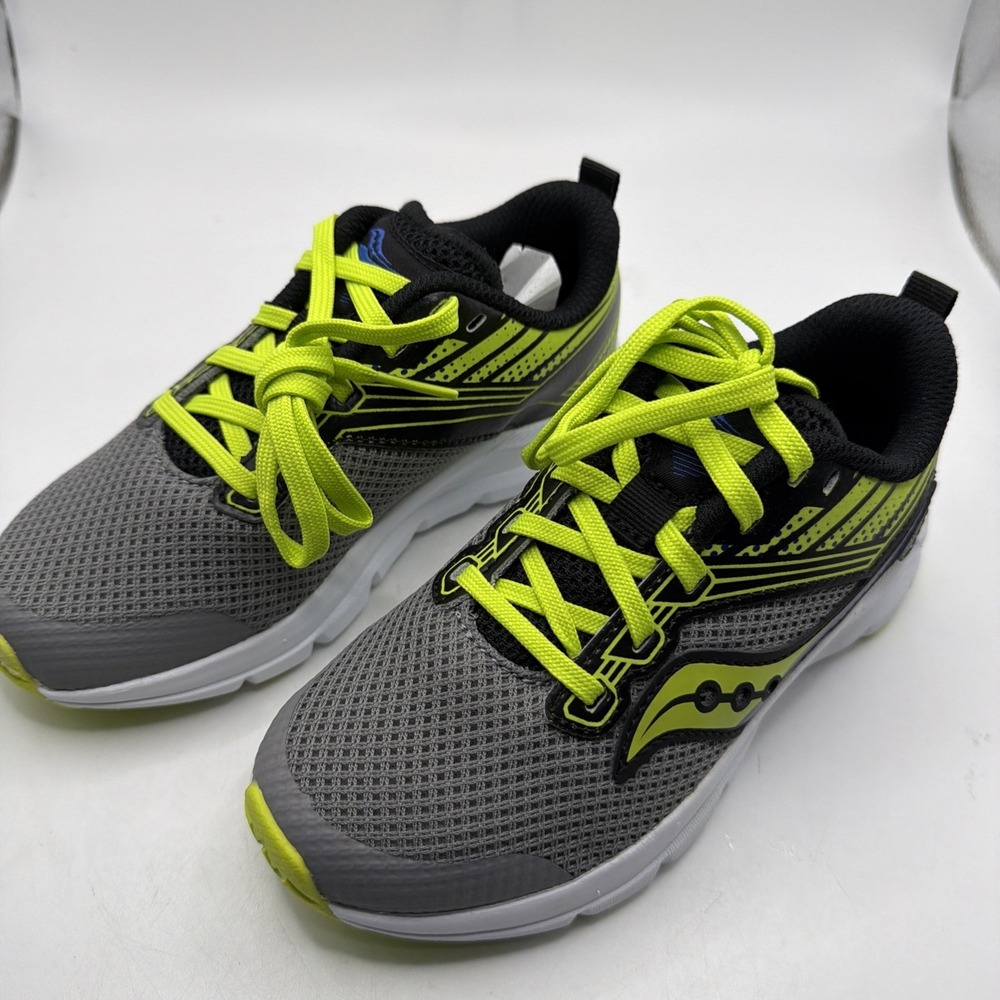 Saucony Kid's Axon Sneaker Grey/lime/Black Little Kid Sz 12 New In Box